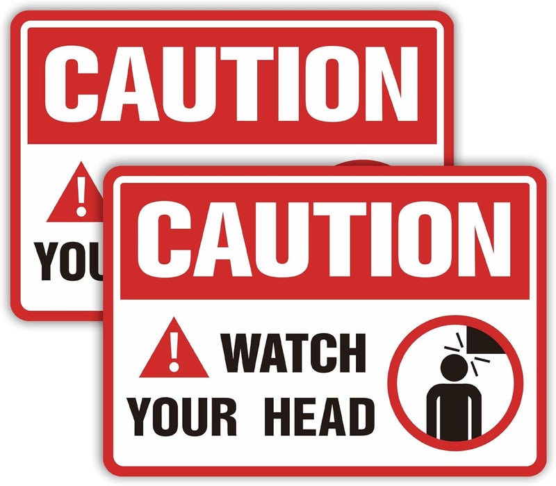 LUHIMO 2 PCS Watch Your Head Sign Stickers, Easy Installation Self Adhesive Vinyl Mind Your Head Safety Signs Decals for Warehouse, Basement, Low Clearance and Factory - Image 1
